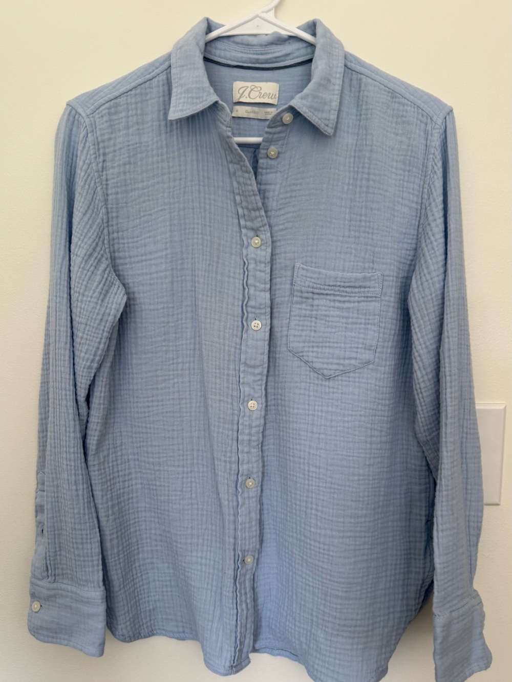 J. Crew Women’s Gauzy Light Blue Casual Button-Down Shirt Size 4